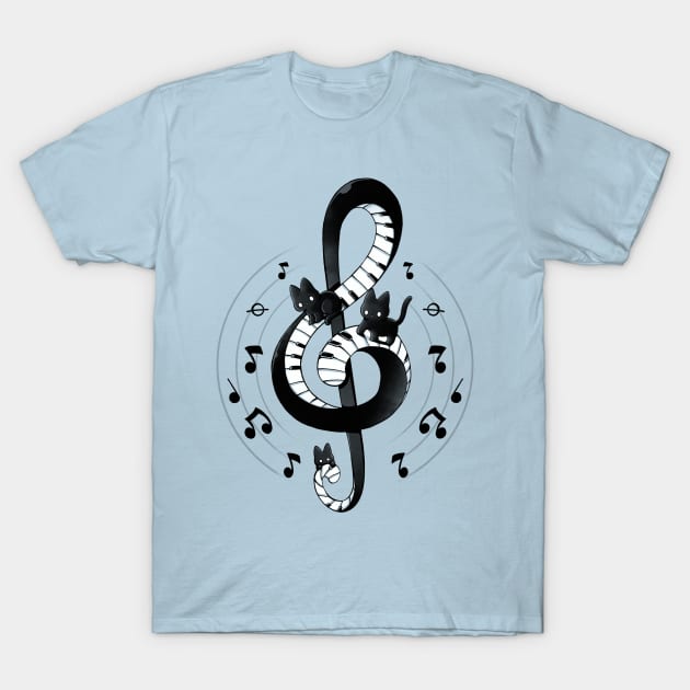 Violin Key Kittens T-Shirt by Vallina84